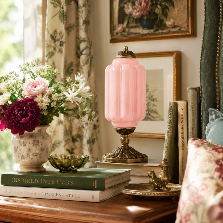 Roslyn Vintage Eloise Milk Glass Table Lamp