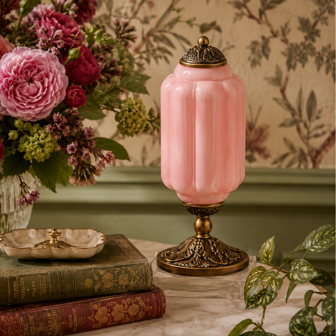 Roslyn Vintage Eloise Milk Glass Table Lamp