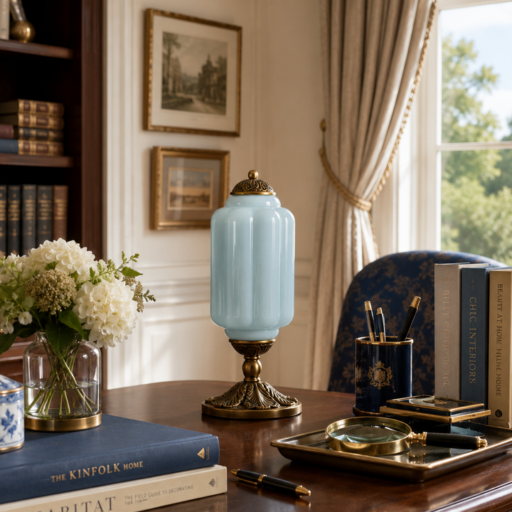 Roslyn Vintage Eloise Milk Glass Table Lamp