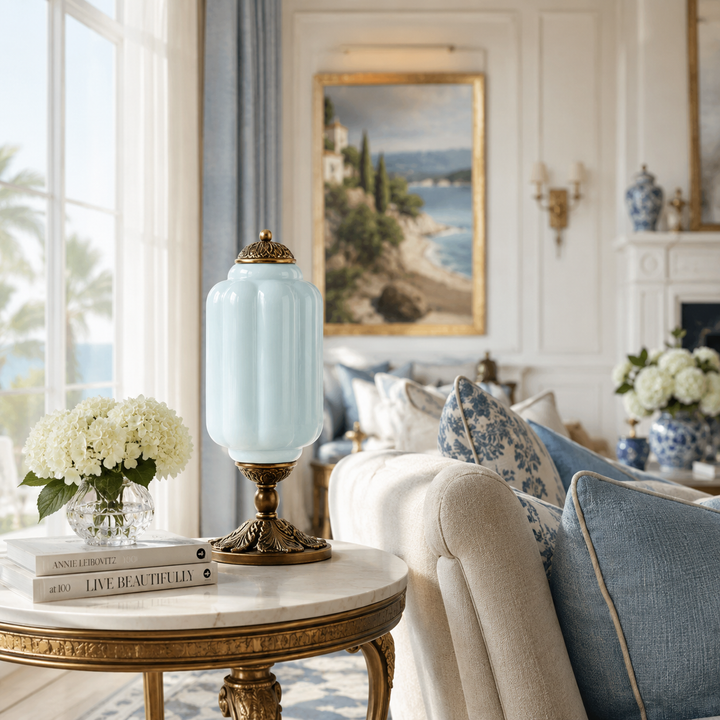 Roslyn Vintage Eloise Milk Glass Table Lamp