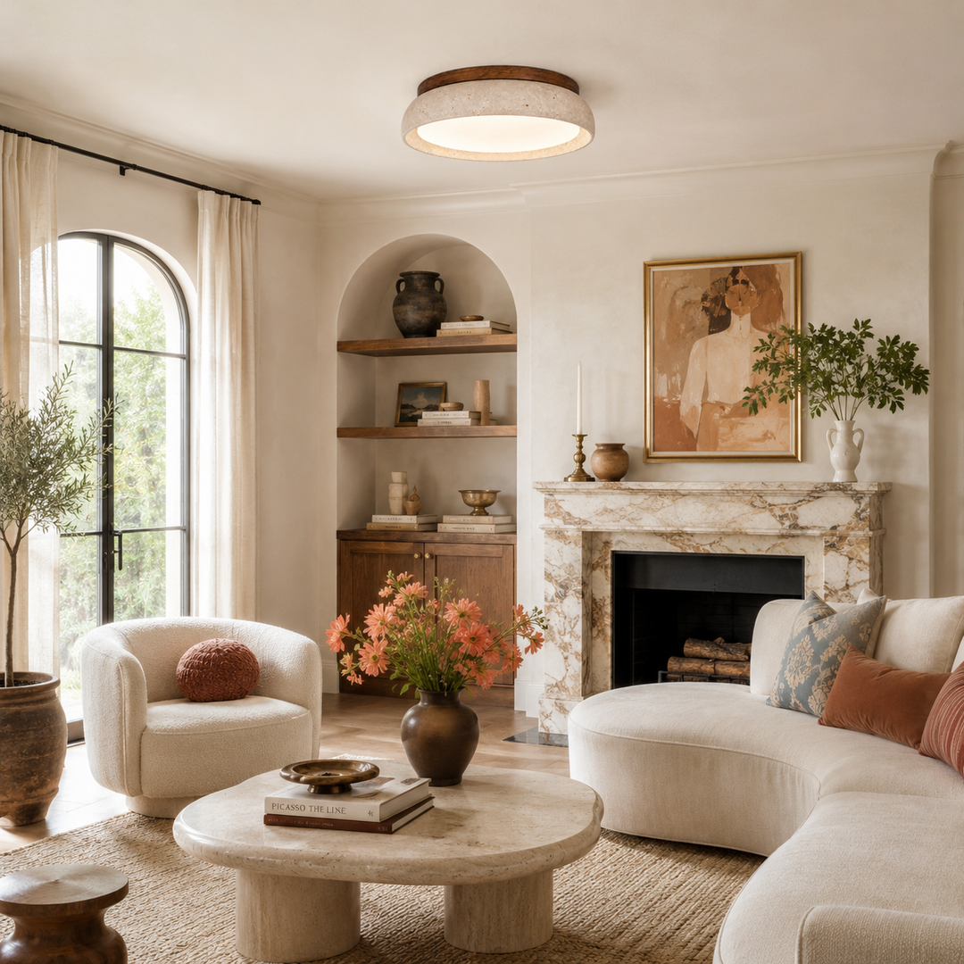 Siena Travertine Flush Mount Ceiling Light