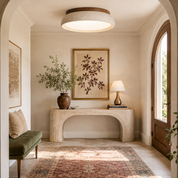 Siena Travertine Flush Mount Ceiling Light