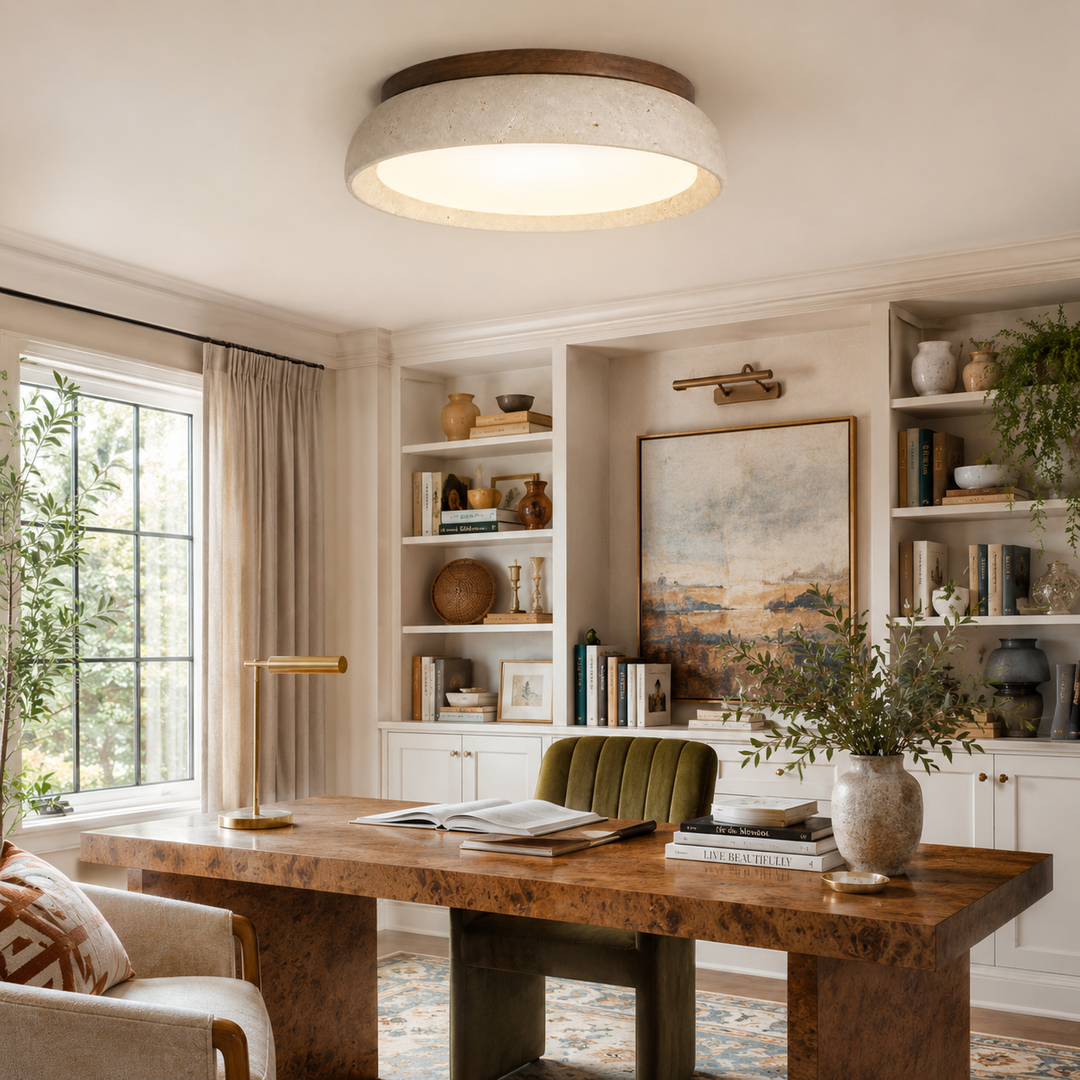 Siena Travertine Flush Mount Ceiling Light