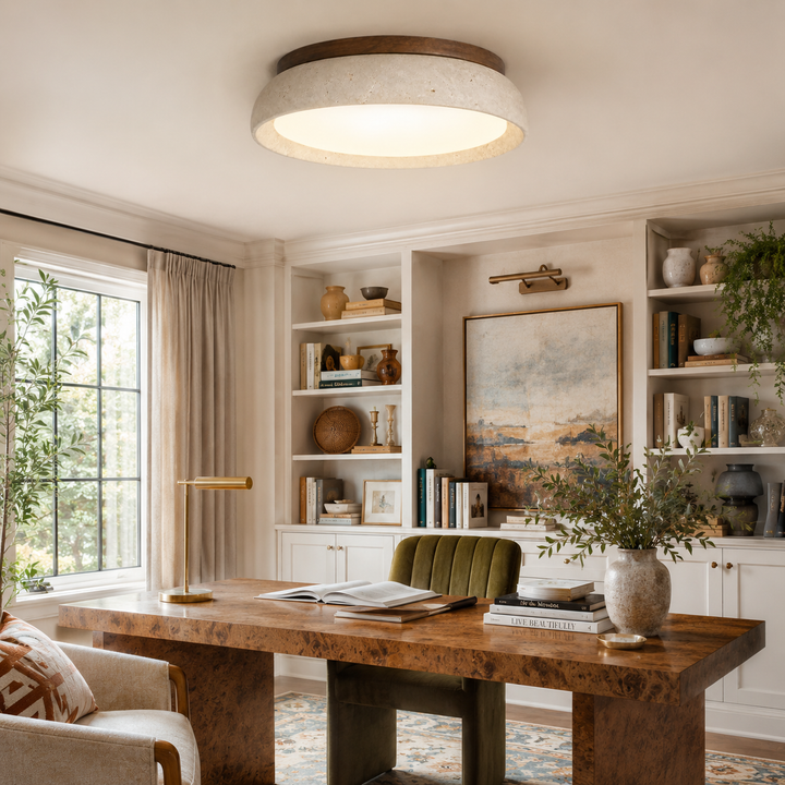 Siena Travertine Flush Mount Ceiling Light