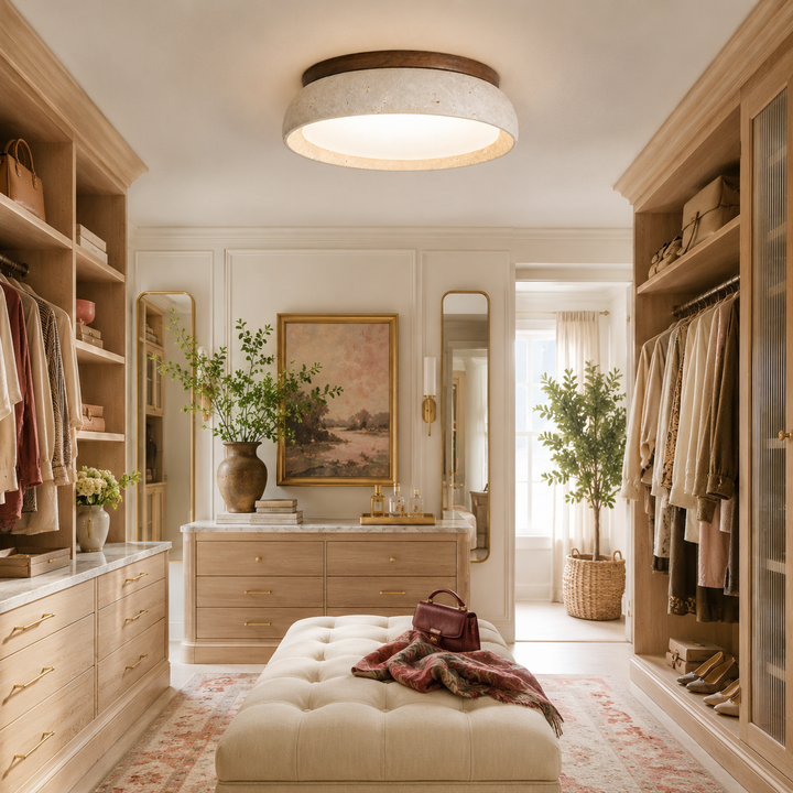 Siena Travertine Flush Mount Ceiling Light