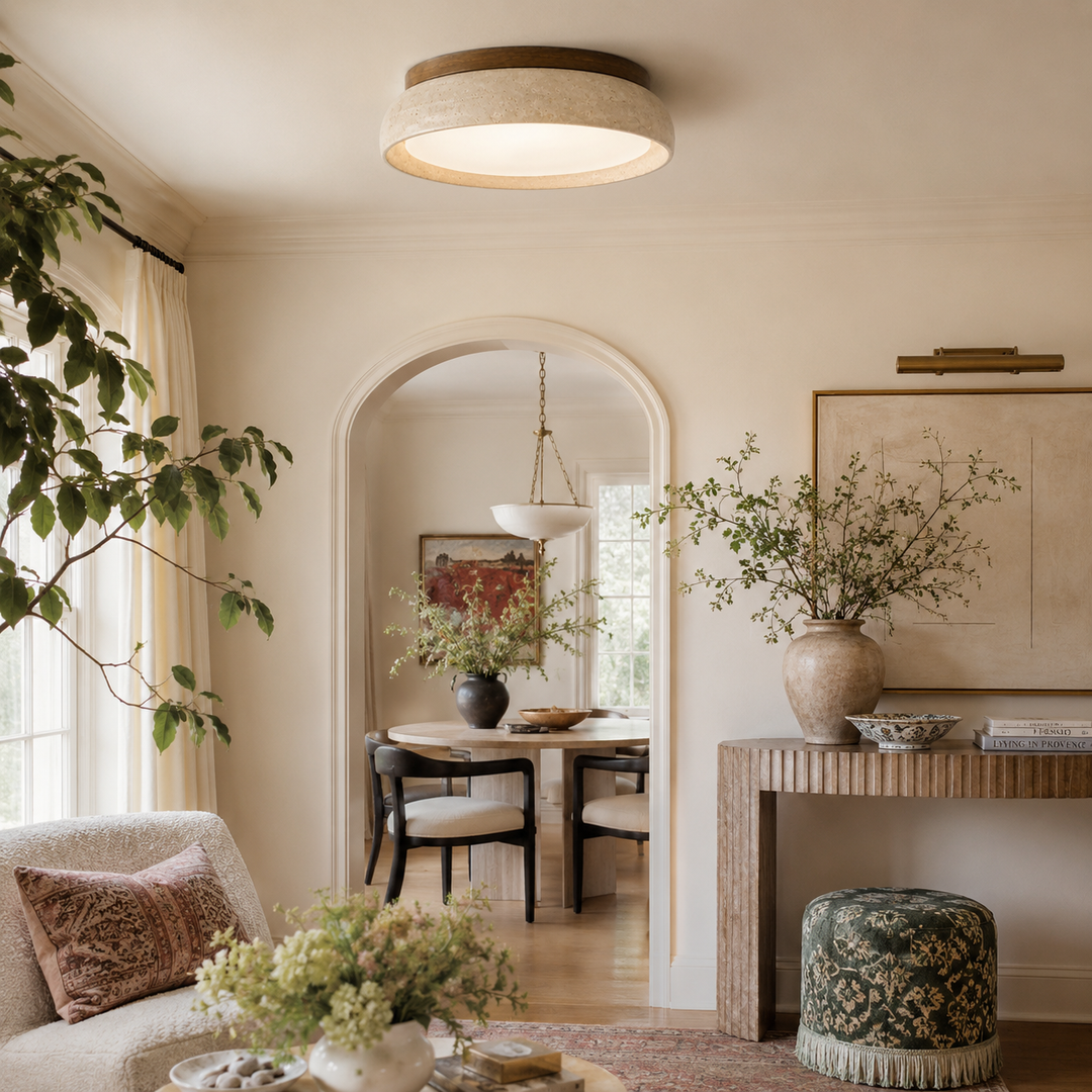 Siena Travertine Flush Mount Ceiling Light