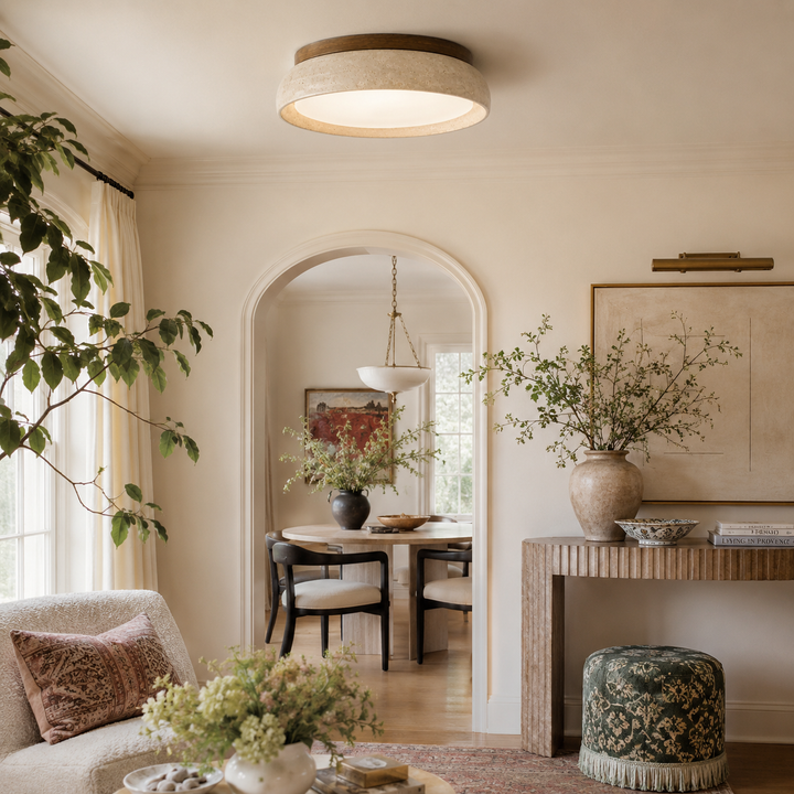 Siena Travertine Flush Mount Ceiling Light