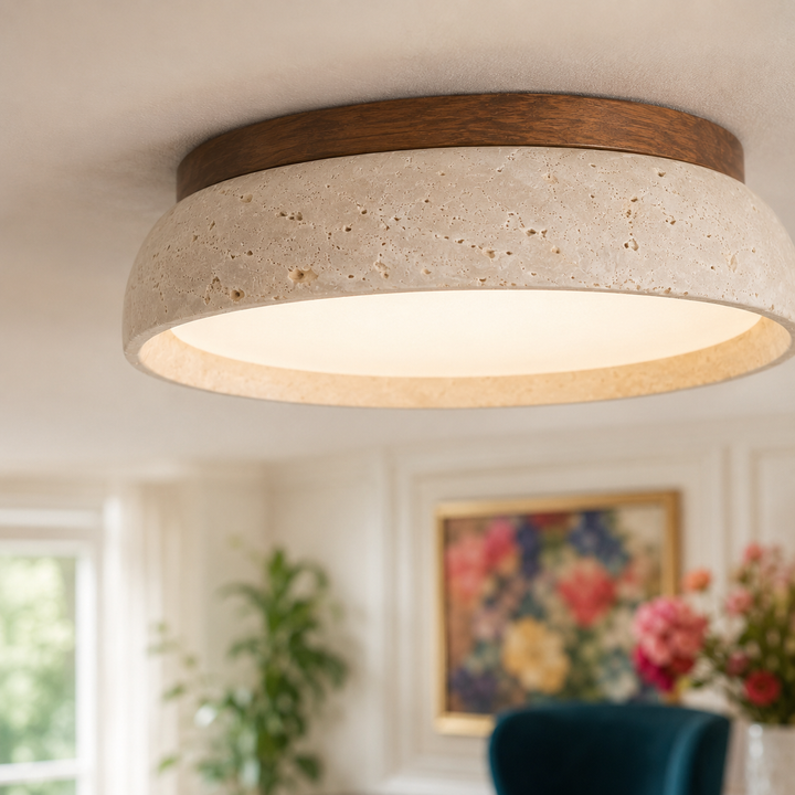 Siena Travertine Flush Mount Ceiling Light
