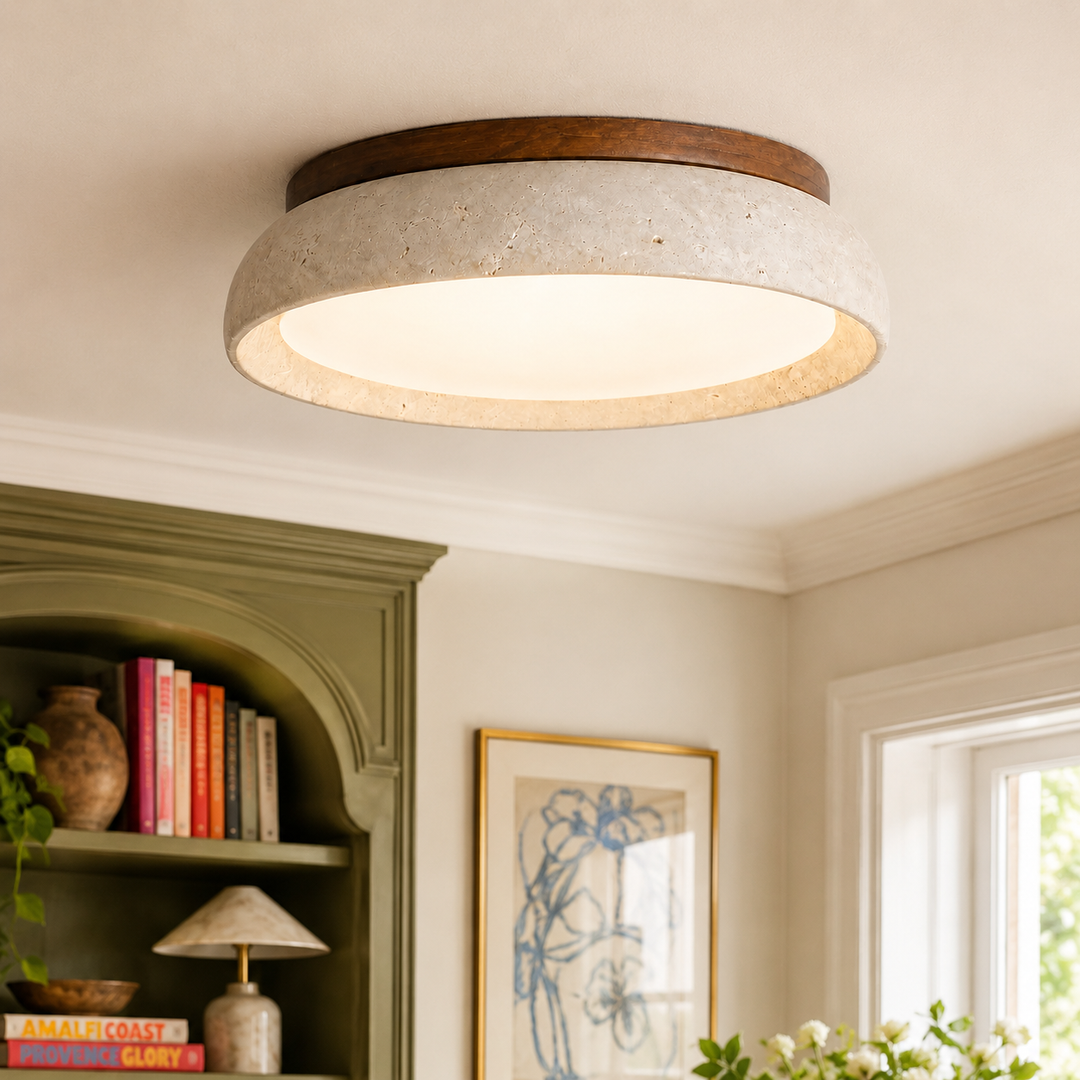 Siena Travertine Flush Mount Ceiling Light