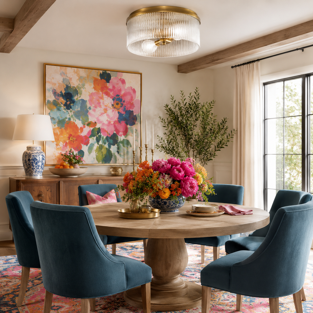 Weston Ribbed Glass Round Flush Mount Ceiling Light