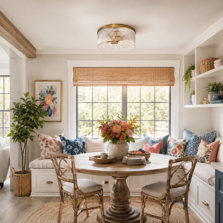 Weston Ribbed Glass Round Flush Mount Ceiling Light