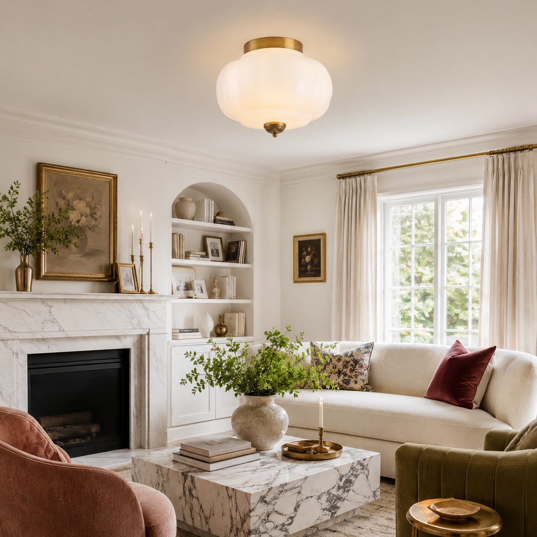 Roslyn Vintage Eloise Milk Glass Ceiling Light