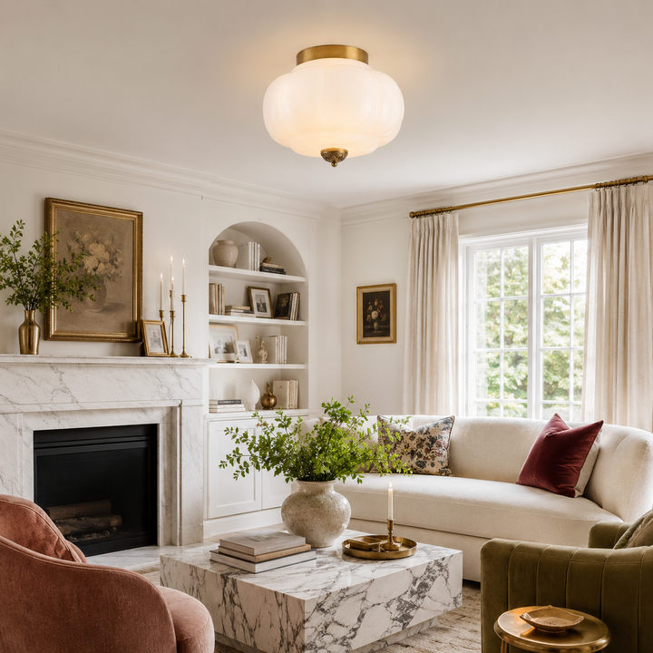 Roslyn Vintage Eloise Milk Glass Ceiling Light