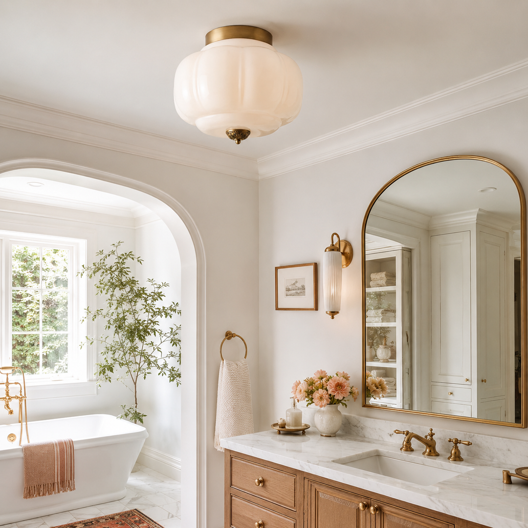 Roslyn Vintage Eloise Milk Glass Ceiling Light
