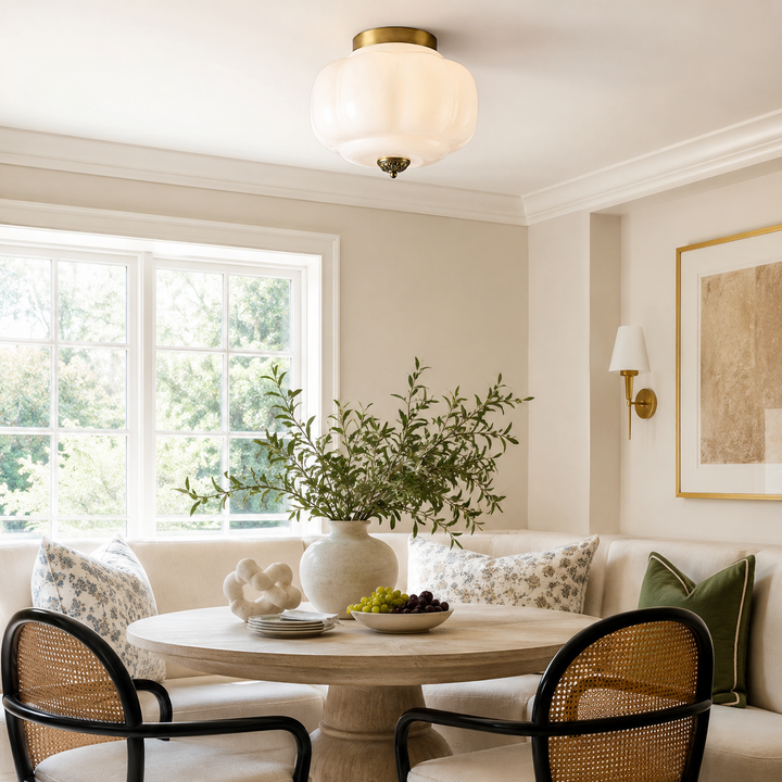 Roslyn Vintage Eloise Milk Glass Ceiling Light