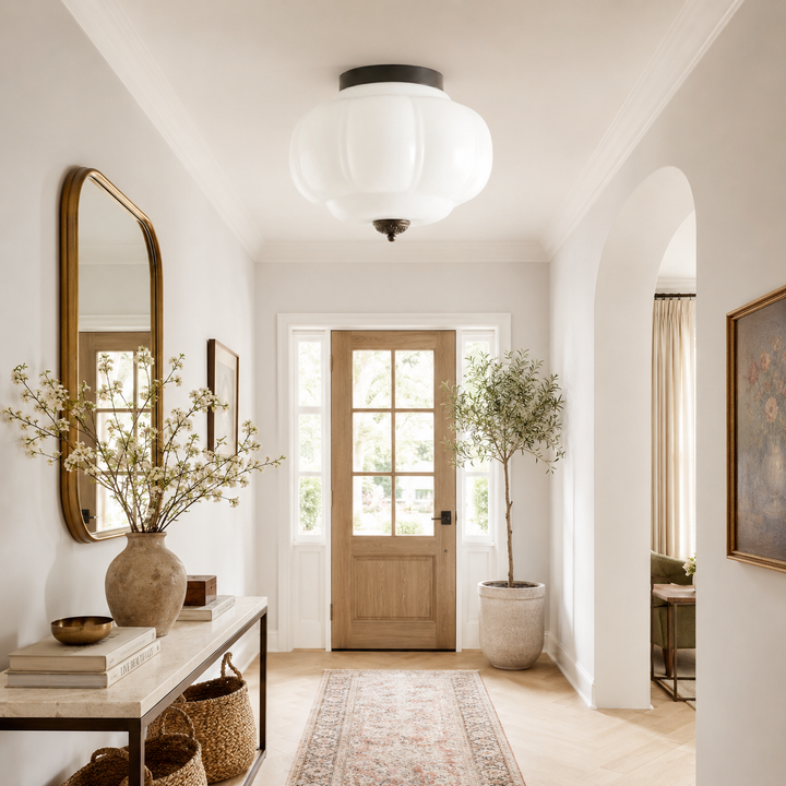 Roslyn Vintage Eloise Milk Glass Ceiling Light