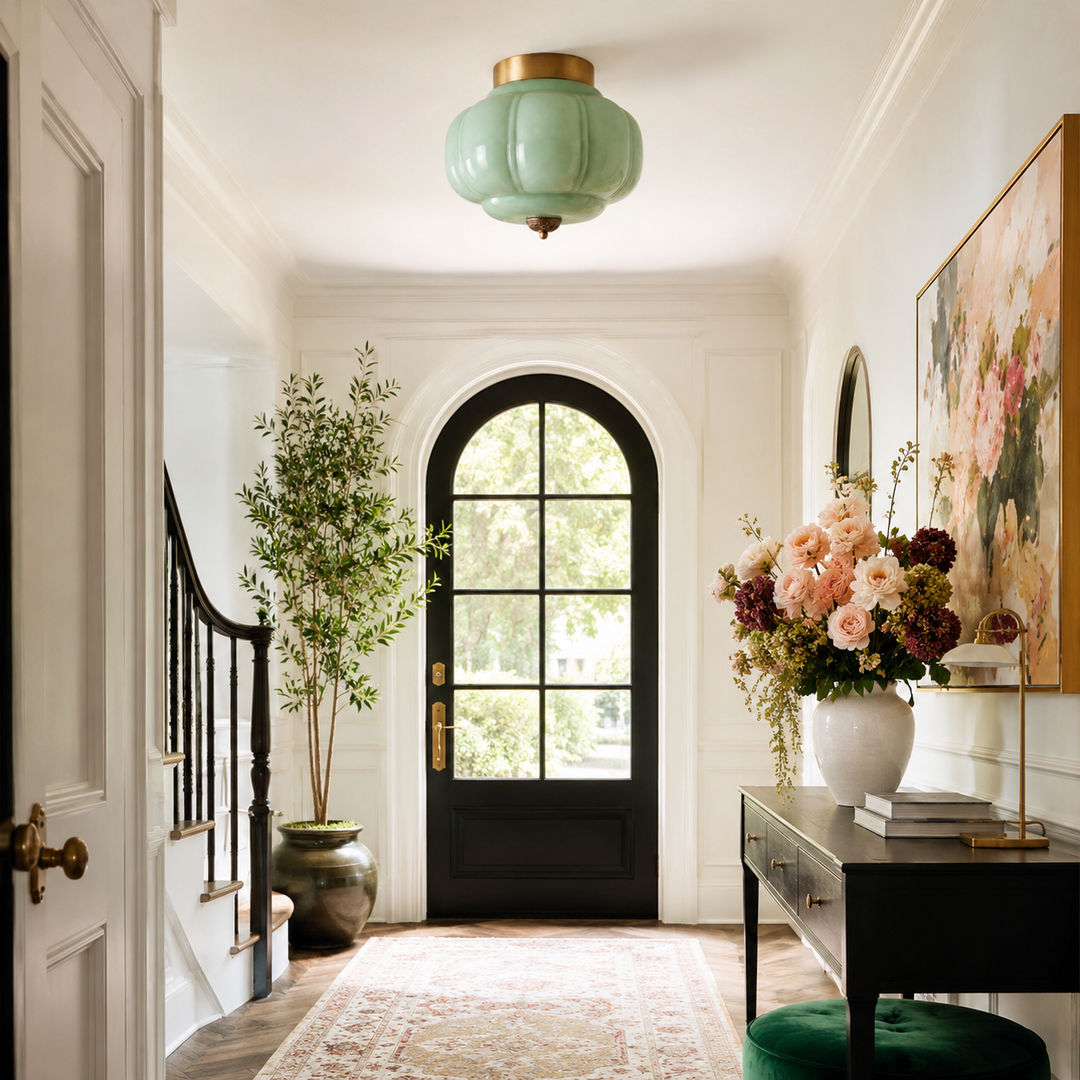 Roslyn Vintage Eloise Milk Glass Ceiling Light