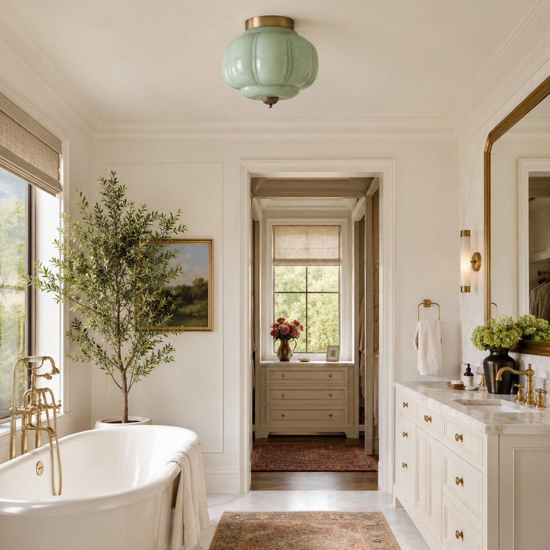 Roslyn Vintage Eloise Milk Glass Ceiling Light