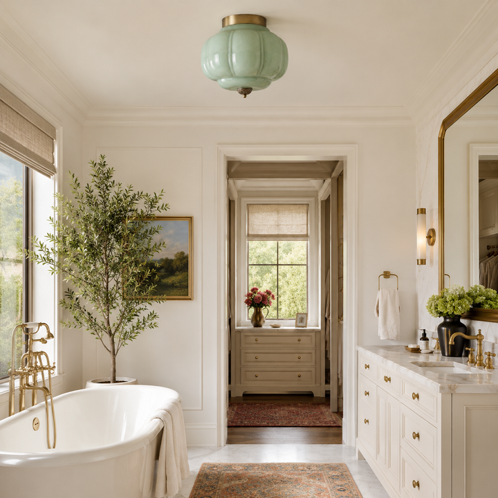 Roslyn Vintage Eloise Milk Glass Ceiling Light