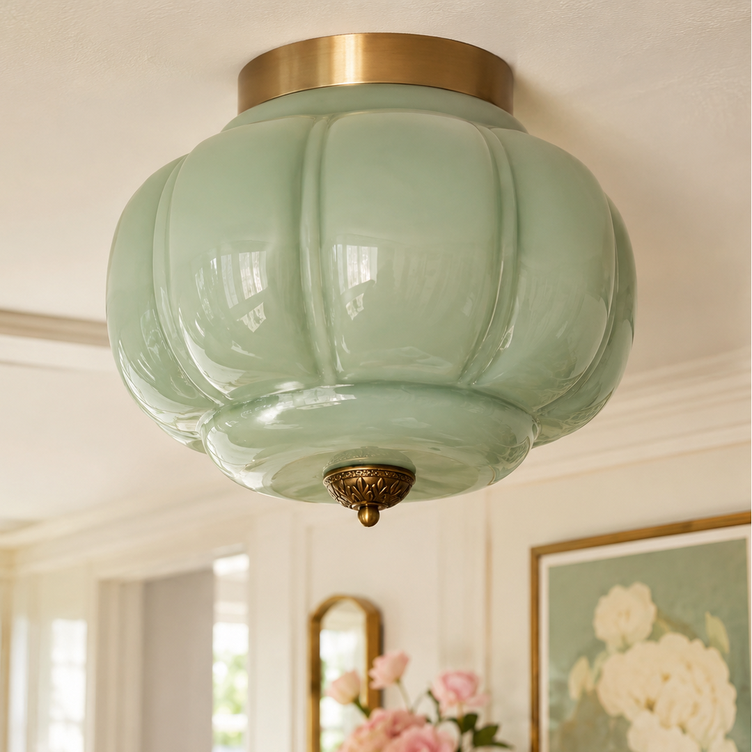 Roslyn Vintage Eloise Milk Glass Ceiling Light