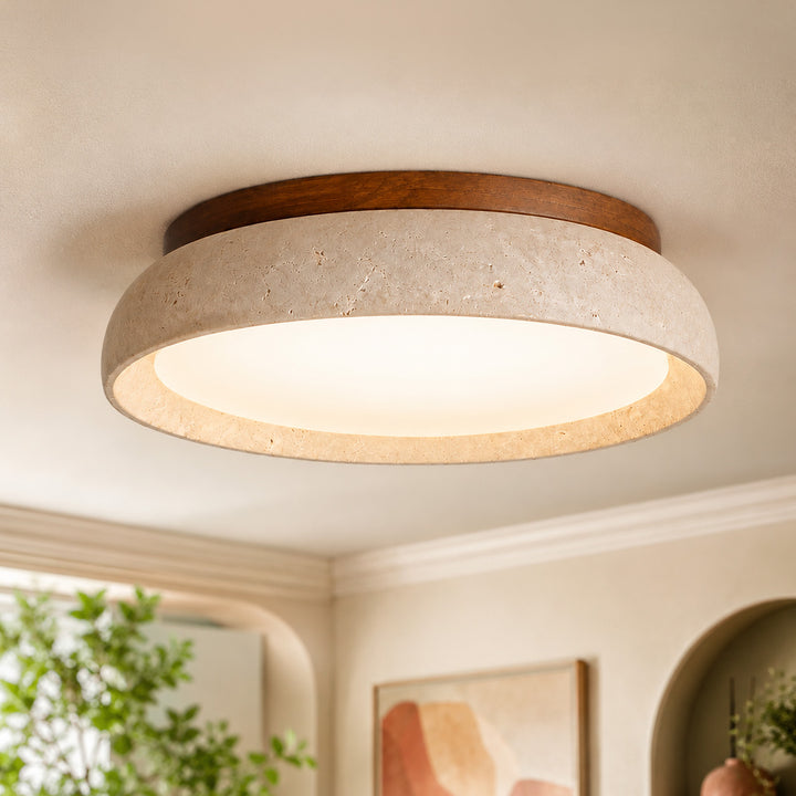 Siena Travertine Flush Mount Ceiling Light