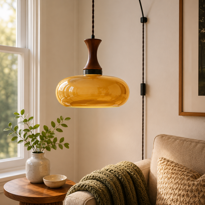 Orien Glass Plug-In Pendant Light